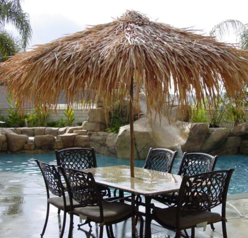 7 thatch patio umbrellas GDY 9 FT 32 LED Hula Thatched Tiki Umbrella, Hawaiian Style Beach Umbrella, Umbrella for Outdoor Tiki Bar, Tropical Palapa, Patio Garden, Beach, Backyard. : Patio, Lawn & Garden More importantly 7' Thatched Umbrella with Frame