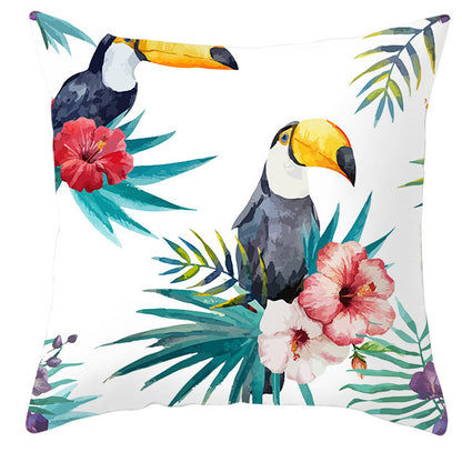 Tropical Plant Parrot Bird Pillowcase