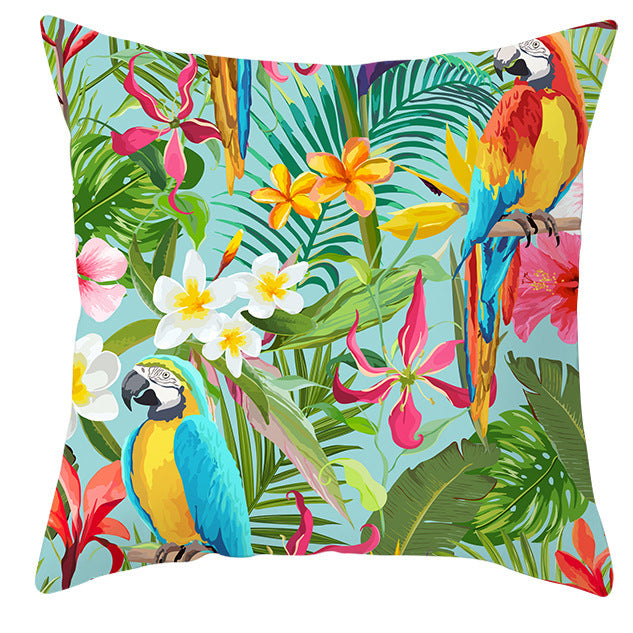 Tropical Plant Parrot Bird Pillowcase