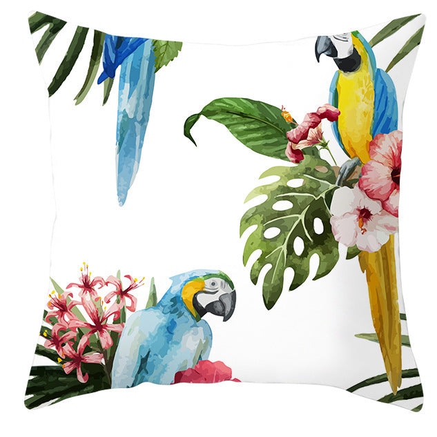 Tropical Plant Parrot Bird Pillowcase