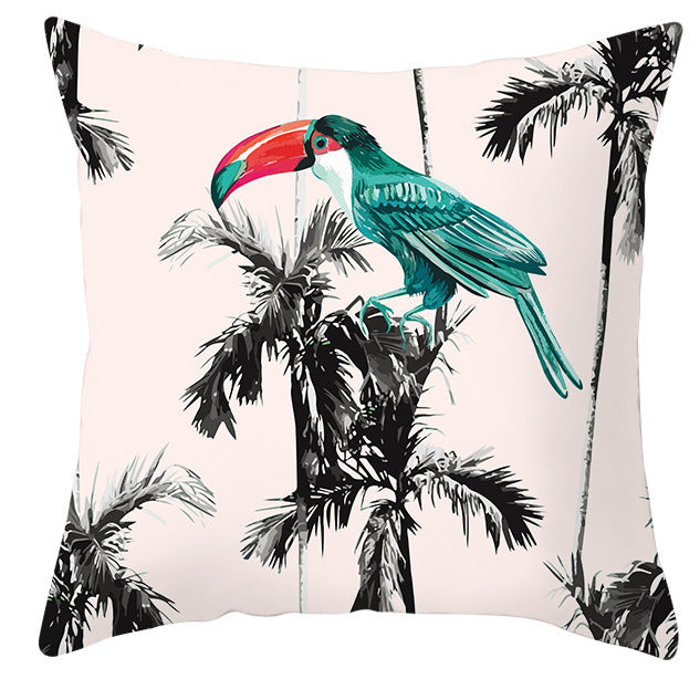 Tropical Plant Parrot Bird Pillowcase