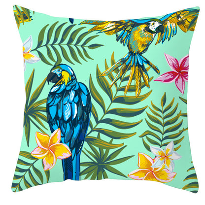 Tropical Plant Parrot Bird Pillowcase