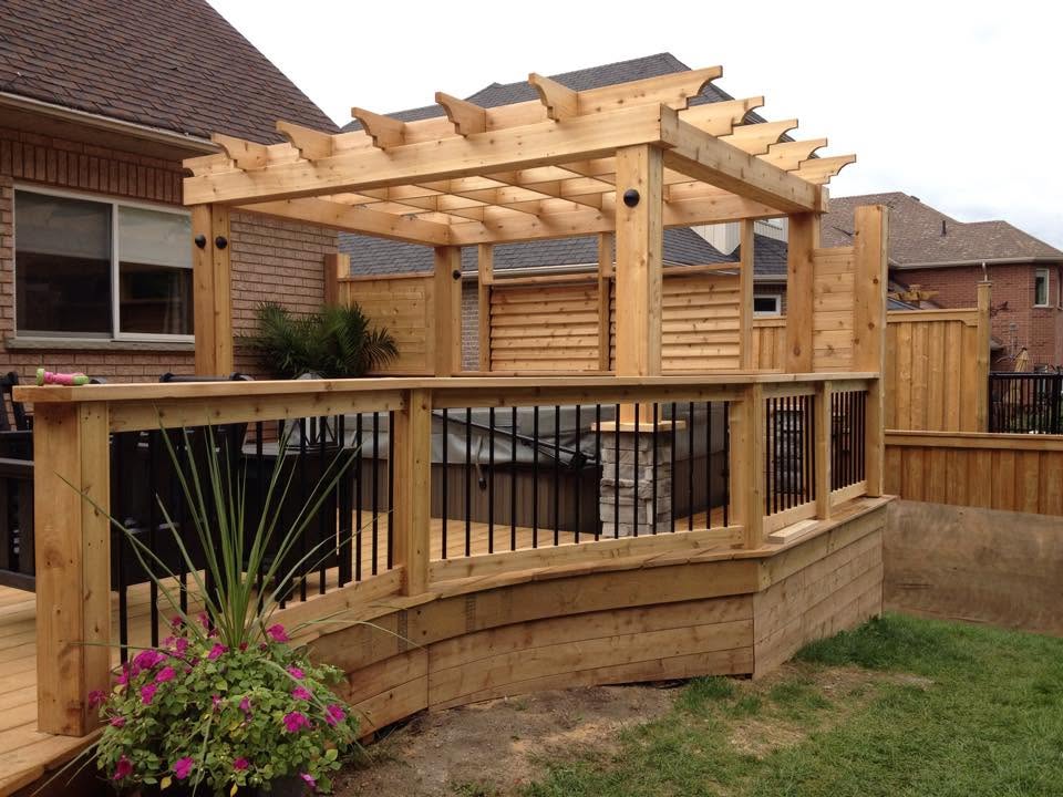 Timber deck structure attached to a home
