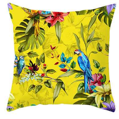 Tropical Plant Parrot Bird Pillowcase