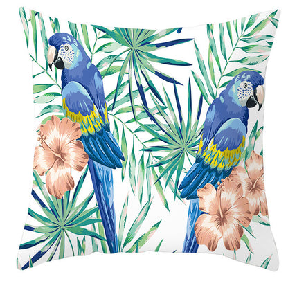 Tropical Plant Parrot Bird Pillowcase