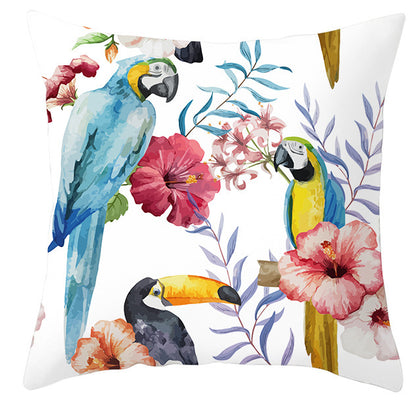 Tropical Plant Parrot Bird Pillowcase