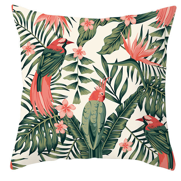 Tropical Plant Parrot Bird Pillowcase