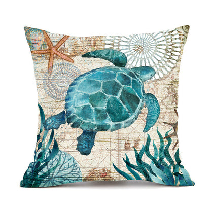 Cushion Covers Sea Turtle Printed Throw Pillow Cases For Home Decor Sofa Chair Seat