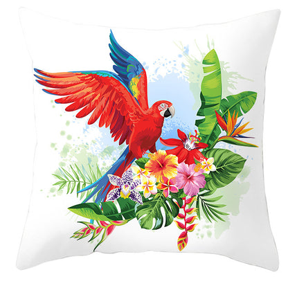 Tropical Plant Parrot Bird Pillowcase