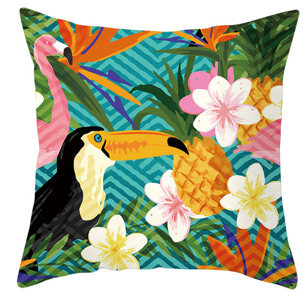 Tropical Plant Parrot Bird Pillowcase