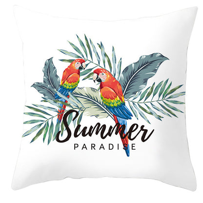 Tropical Plant Parrot Bird Pillowcase