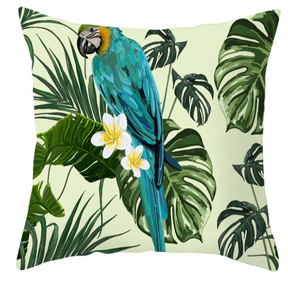 Tropical Plant Parrot Bird Pillowcase