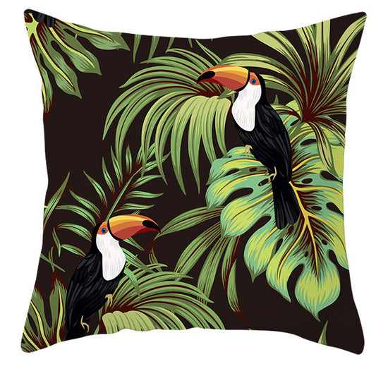 Tropical Plant Parrot Bird Pillowcase