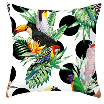 Tropical Plant Parrot Bird Pillowcase