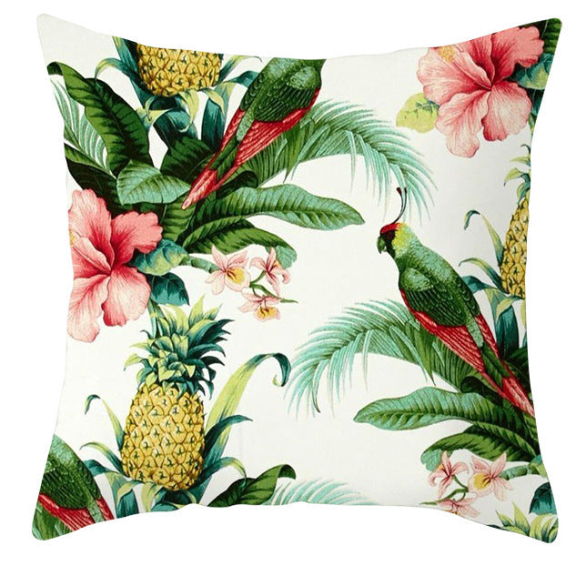 Tropical Plant Parrot Bird Pillowcase