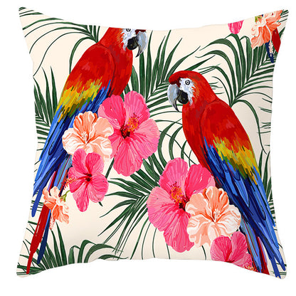 Tropical Plant Parrot Bird Pillowcase